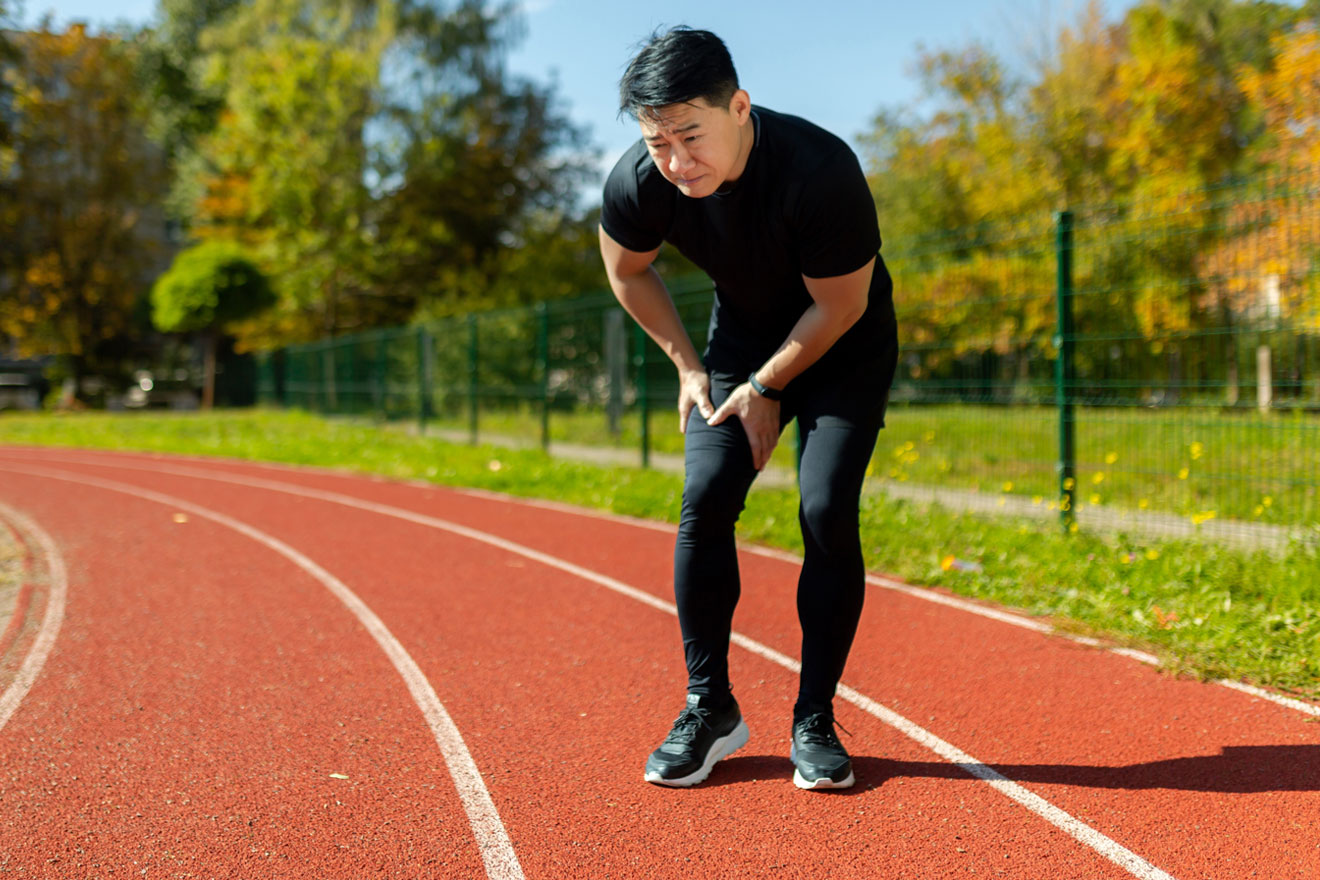 An athlete suffering an injury to his knee
