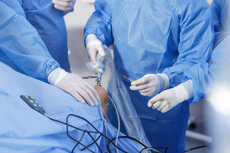 A sports orthopaedic centre performing surgery on a patient