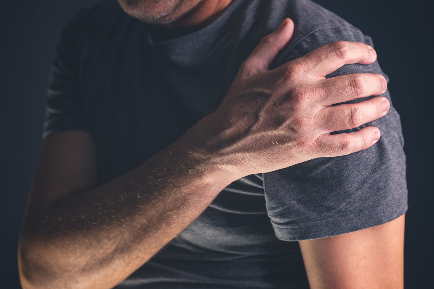 An athlete suffering from a shoulder dislocation